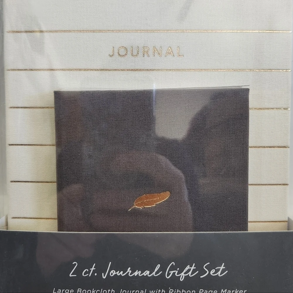 Gartner Studios Cream Gray Gold Bookcloth Journal 2 Piece Gift Set NWT